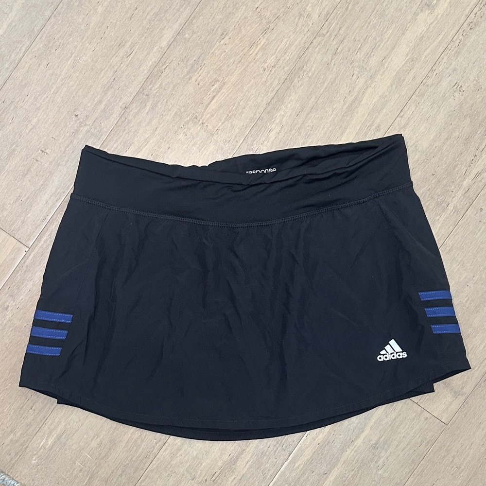 Adidas Black Mini Skort with Blue Stripes